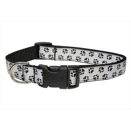 Sassy Dog Wear PUPPY PAWS-BLACK-WHT4-C Puppy Paws Dog Collar; Black & White - Large